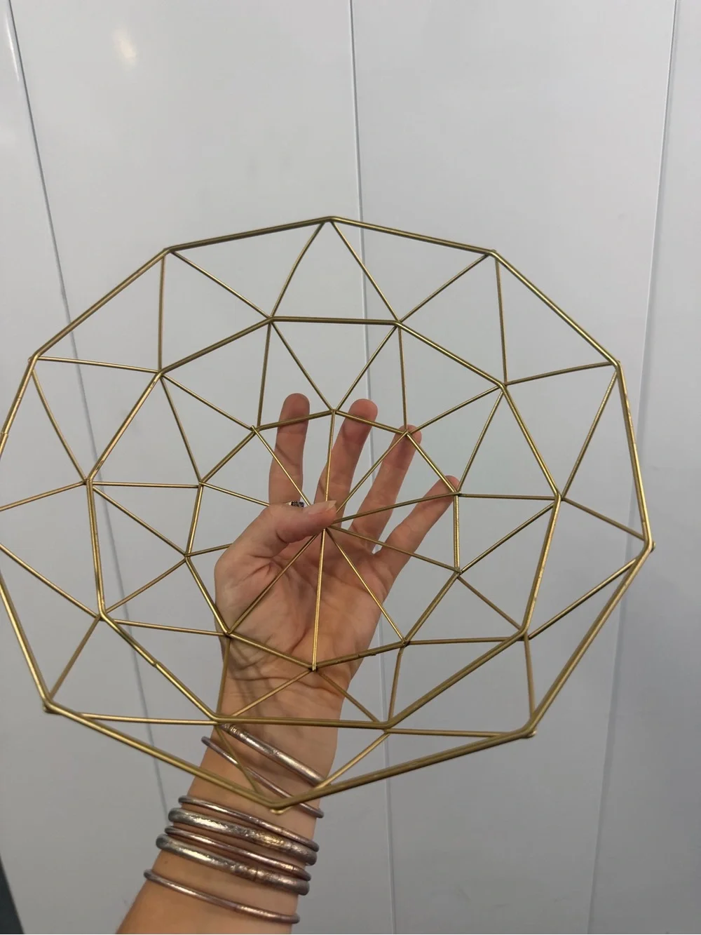 Geometric Metal Wire Fruit Bowl - Gold